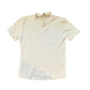 Paper Crane Waffle Knit‎ oatmeal T Shirt small short sleeve neutral
